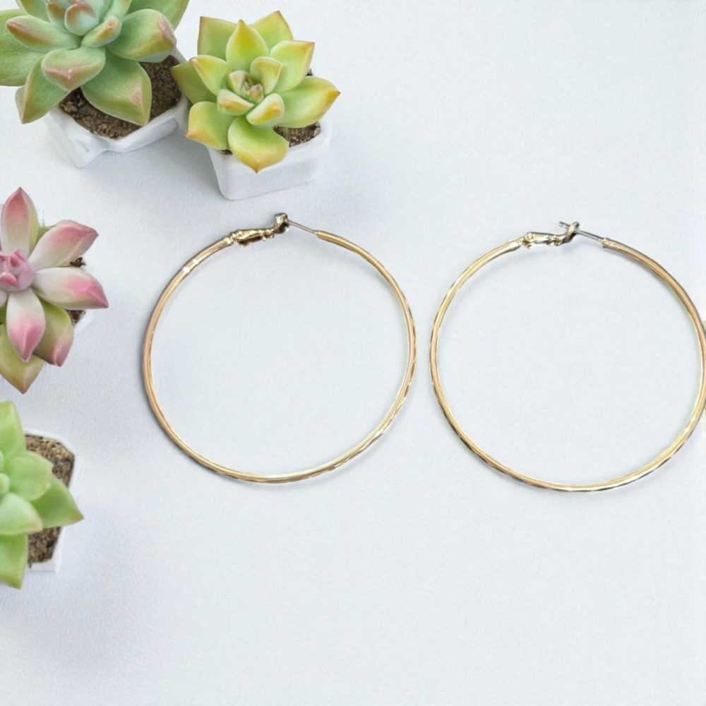 Elegant Gold Hoop Earrings with a Textured